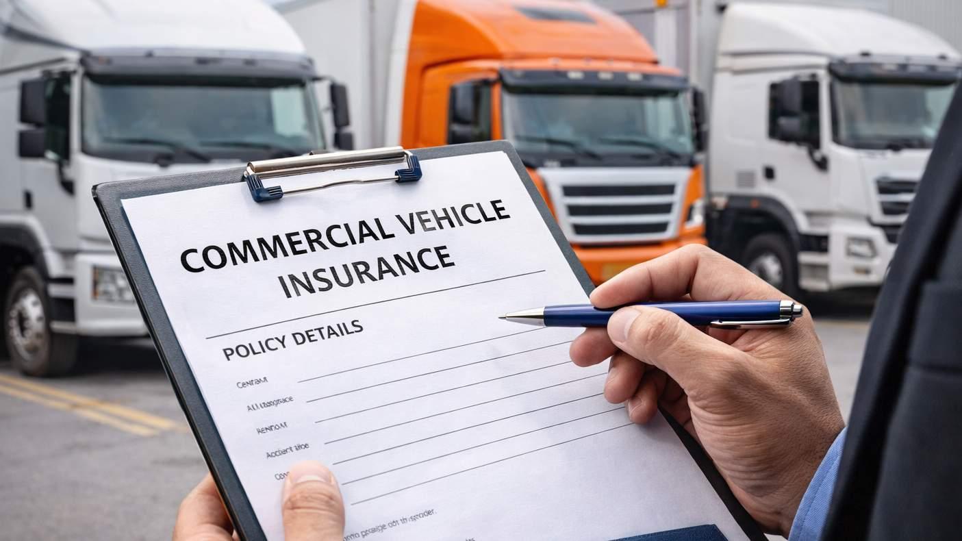 Business owner with a commercial vehicle reviewing auto insurance coverage